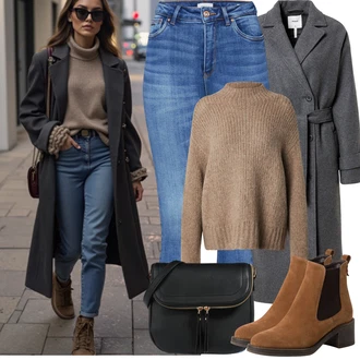 Outfity na zimu s Modrá/Světle modrá Motorkářské Džíny/Termální Džíny/Zkrácené Džíny/Push up Džín/Dámské Džíny s Délkou 7/8/Kožená Pánská Bund/Kotníková Bota/High Waist Džínové Kalhoty/Navlékací džíny/Kožená bunda/Kožené Boty/Zimní bunda Only "Zimní Outfity"