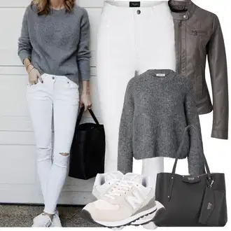 Outfit s Šedá/Krémová/Bílá/Béžová Sport Tenisová bota/Gymnastická bota/Běžecká bota/Bota na fitness New Balance "Zimní Outfity"