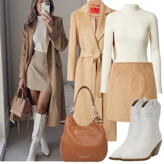 Vlna Outfit s Béžová/Hnědá/Khaki Nezařazené max&co. "Zimní Outfity"