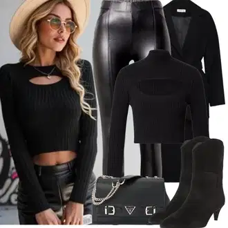 Cowgirl Outfit sa Crna/Smeđa Klasična čizmica/Gležnjača na visoku petu/Podstavljena Gležnjača/Čizma na Špic/Kaubojska čizma/Western Gležnjača/Čizma na visoku petu About You "zimski outfit"Look: Cowgirl, Western, Elegantan, Francuske