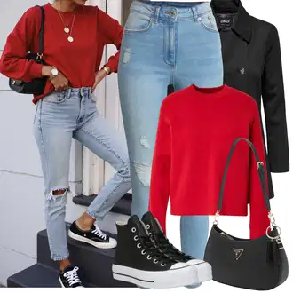 Outfity na zimu s Černá Plátěná Teniska/Zimní Tenisky/Tenisky s Bočním Zipem/Skate Bota/Úzká Teniska Converse "Zimní Outfity"