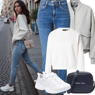 Kombinacije za zimu Pametno ležerno sa Bijela/Krem gimnastička papuča/Obuća za trening/cipela za trčanje/Tenisica za tenis/Tenisica za fitness Puma "Zimske Odjeće"Look: Vanjski, Transparentan, Estetika, Sportski, Skater, Bad Taste, Unisex, Ležerno, Pametno ležerno