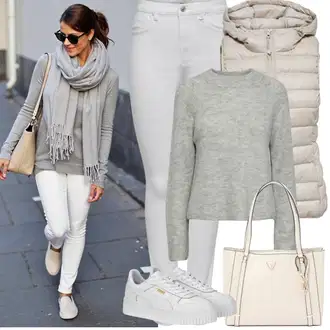 Outfity na zimu s Bílá/Béžová Teniska na platformě Puma "Zimní Outfity"