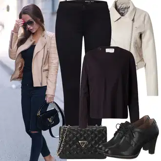 Outfity na zimu s Černá/Tmavě šedá/Tmavě modrá Kožená bunda/Kožené Boty/Slim Fit Džíny/Zimní bunda/Pánské tričko/Sweat Džíny/Motorkářské Džíny/Push up Džín/Termální Džíny Noisy may "Zimní Outfity"