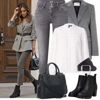 Outfit s Černá Kotníková Bota s Podšívkou/Chelsea Boty/Kožená kotníková bota/Gumová Kotníková Bota/Kožená bunda Only "Zimní Outfity"
