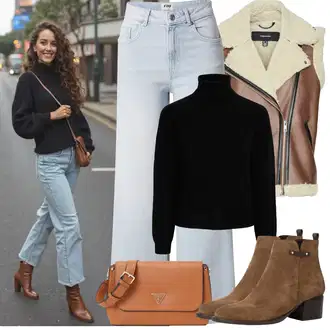 Outfit sa Smeđa/TamnoSmeđa/Bež ljetna gležnjača/Chelsea Gležnjača/Kožna gležnjača/Vintage Gležnjača/Western Gležnjača/Kaubojska čizma/Ravna Gležnjača/Podstavljena Gležnjača Tamaris "Zimske Odjeće"