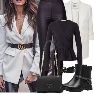 Outfity na zimu s Černá/Tmavě zelená/Tmavě šedá/Khaki Tregíny/Legíny Vinylový Legín/Legíny Kožený Vzhled/Legíny s Rozparkem/Kalhoty z Umělé Kůže/Kožený Legíny Object "Zimní Outfity"