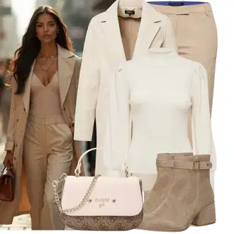 Outfit sa Bež/Kaki Prijelazni Kaput/Lagani Kaput/Kaput od Vunenog Flisa/Kaput od Kašmira/Vuneni kaput/Vintage Kaput/Midi Kaput/loden kaput Only "Moderan zimski outfit"