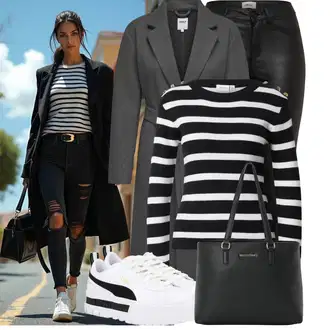 Outfit s Tmavě šedá/Šedá Zimní Kabát Vlněný kabát/Dlouhý kabát/Lodenový kabát/Frock Kabát/Dlouhý Kabát/Vlněný Kabát/Midi Kabát/Kašmírový Kabát Only "Stylový zimní outfity"