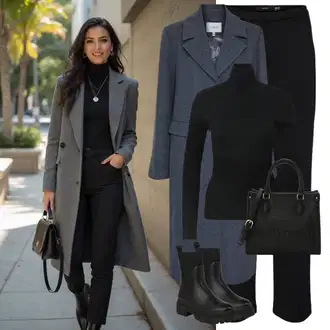 Kombinacije s čizmama sa Crna Chelsea Gležnjača/Podstavljena Gležnjača About You "Zimski look"