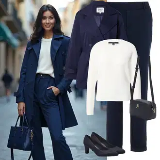 Outfit sa Tamnoplava Trenč Kaput/Ljetni Kaput/Baloner/Kaban Kaput/Prijelazni Kaput Only "Elegantan zimski outfit"
