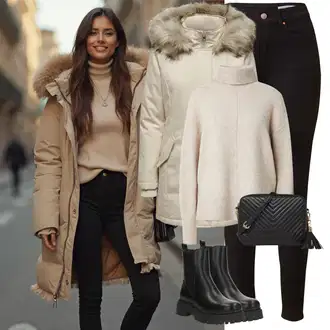 Outfit sa Crna Ravna Gležnjača/Chelsea Gležnjača/Podstavljena Gležnjača About You "Savršen za zimu"