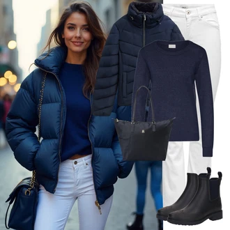 Outfit s Bílá/Krémová/Šedá Kalhoty Bootcut/Rozšířená Kalhoty/Zvonová Kalhoty Kožené Zvonové Kalhoty/Kalhoty se Štěrbinou/Vinylové kalhoty Only "Perfektní na zimu"