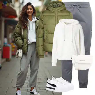 Materijal koji upija znoj Outfit sa Bijela/Krem/Kaki/Siva Nekategorizirano MSCH Copenhagen "Sportski zimski outfit"