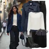 Outfiti s crnim trapericama širokih nogavica image