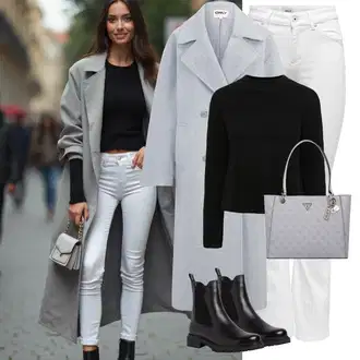 Podzim Outfit s Černá Chelsea Boty/Kožená bunda Tamaris "Zimní look"