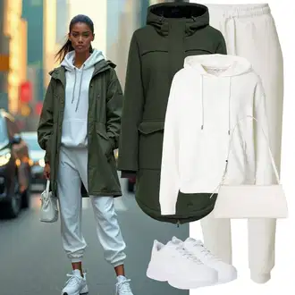 Materijal koji upija znoj Outfit sa Bijela/Krem/Kaki/Siva Nekategorizirano MSCH Copenhagen "Sportski zimski outfit"