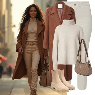 Outfit sa Bež/Kaki/Smeđa Chelsea Gležnjača/Kožna Jakna/ljetna gležnjača Only "Zimski look"