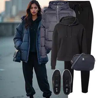 Materijal koji upija znoj Outfit sa Tamnosiva/Crna Džemper od Flisa/Džemper s kapuljačom/Pulover S Kapuljačom/Sportska majica/Sportska dukserica/Pletena dukserica/Unisex Majica S Kapuljačom/Otmjena majica s kapuljačom Only Play "Sportski zimski outfit"