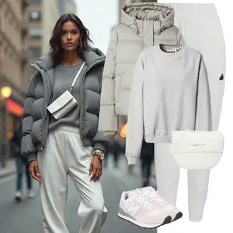 Outfit sa Siva/Svjetlosiva Majica od flisa/Sportska majica/Kožna jakna weekday "Sportski zimski outfit"