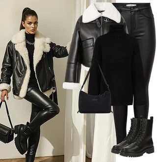Outfity s oblečením s Černá Kalhoty z Umělé Kůže/Legíny Kožený Vzhled/Kožený legíny/Vinylový Legín/Kožená Kalhoty/Skinny Kalhoty JdY "Perfektní na zimu"