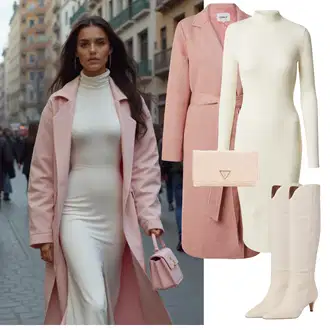 Mom Outfit s Růžová/Fialová/Hnědá Kašmírový Kabát/Dlouhý kabát/Midi Kabát/Vlněný Kabát/Zimní Kabát Vlněný kabát Only "Elegantní zimní outfit"Look: Klasické, Emo, Business, Francouzské, Moderní, Mom, Kancelář, Příliš oblečený, Romantický, Univerzitní