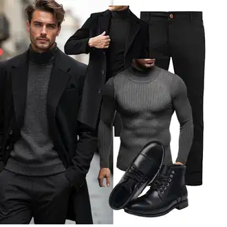 7/8-lang Outfit mit Schwarz/Khaki/Dunkelgrau b BLEND "Business Outfit"