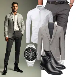 Outfit mit Grau/Weiß BusinessHemd/Business Hemd PARKLEES "Business Outfit"