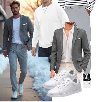 7/8-lang Outfit mit Grau/Hellgrau Jack & Jones "Business Outfit"