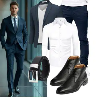 Business Outfits Smart Casual mit Dunkelblau MERISH "Business Outfit"Look: Coole, Nahtlos, Smart Casual, Moderne, Schön, Old Money