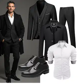 Outfit mit Grau/Creme/Weiß Hemdbluse/BusinessHemd/Casual Hemd/Business Hemd COOFANDY "Business Outfit"