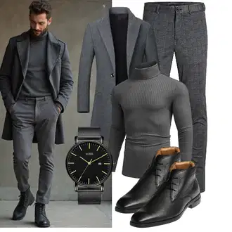 7/8-lang Outfit mit Dunkelgrau/Dunkelblau/Hellgrau/Grau Jack & Jones "Business Outfit"