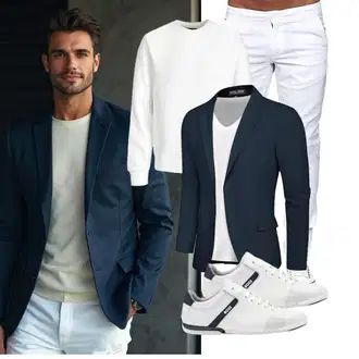 Rundhals Outfit mit Weiß/Creme Sweatshirt Lederjacke/Women's Fleece Sweatshirts/Sport Sweatshirt Jack & Jones "Business Outfit"