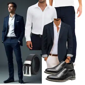7/8-lang Outfit mit Dunkelblau/Hellblau/Blau Yazubi "Business Outfit"
