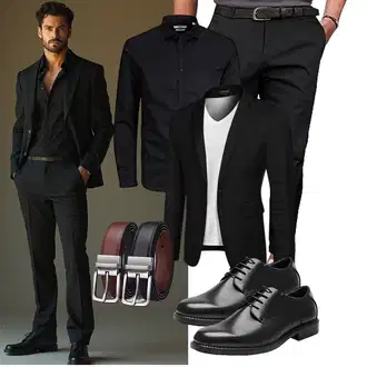 Outfit mit Schwarz/Dunkelblau Hemdbluse/BusinessHemd/Business Hemd Jack & Jones "Business Outfit"