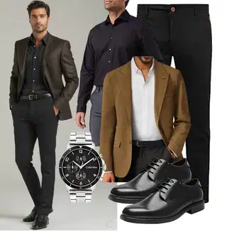 7/8-lang Outfit mit Schwarz/Khaki/Dunkelgrau b BLEND "Business Outfit"