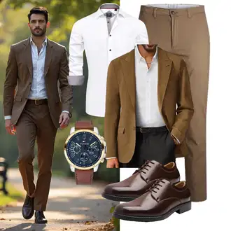 Hütten Outfit mit Khaki/Braun Jack & Jones "Business Outfit"Look: Pop Konzert, Hütten, Schule, Strandtag