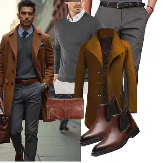 Laufen Winter Outfit mit Dunkelgrün/Braun/Khaki/Dunkelrot Allthemen "Business Outfit"Look: Laufen, Freizeit, Jagd, Reiten, Apres ski