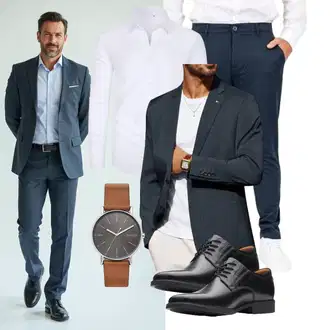 7/8-lang Outfit mit Dunkelblau/Blau CARNÉT "Business Outfit"
