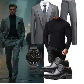 Tapered Outfit mit Dunkelgrau/Grau/Dunkelblau KUDMOL "Business Outfit"