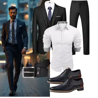 Outfit mit Grau/Creme/Weiß Hemdbluse/BusinessHemd/Casual Hemd/Business Hemd COOFANDY "Business Outfit"