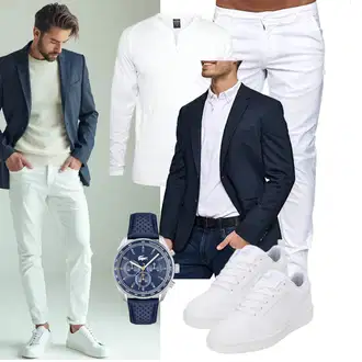 Business Outfits Smart Casual mit Weiß/Creme/Grau Elara "Business Outfit"Look: Elegant, Rap, Schlichte, Stil, Smart Casual, Coole, Schön, Nahtlos