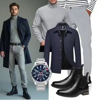 7/8-lang Outfit mit Grau/Hellgrau Jack & Jones "Business Outfit"