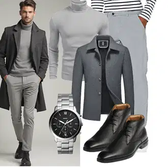 7/8-lang Outfit mit Grau/Hellgrau Jack & Jones "Business Outfit"