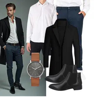 7/8-lang Outfit mit Dunkelblau/Blau CARNÉT "Business Outfit"