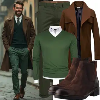 Büro Outfits Moderne mit Grün/Dunkelgrün Slim Hose/Skinny Hose/Business Hose/Twill Hose/Funktionshose Only & Sons, Braun/Dunkelbraun Schnürer/Gefütterte Stiefelette/Schnürschuh/Schnürstiefelette/Klassischer Stiefel Timberland "Casual Business Outfit"Look: Uni, Attraktive, Smart Casual, Elegant, Casual, Edel, Unisex, Ausgefallene, Schlichte, Trendige, Moderne, Premium, Stil, Duckfeet, Country Styl, Workwear, Western, Safari