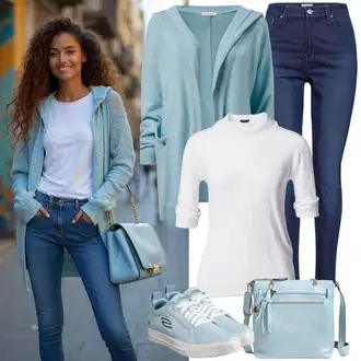 Outfit s Khaki/Bílá/Béžová Sveter Kašmírový Svetr/Svetr z Jemné Pleteniny/Mohair Pullover/Svetr na kojení/Svetr se zipem/Jednoduchý Svetr/Vlněný Svetr/Svetr s límečkem ONLY Carmakoma "Cool jarní outfit"