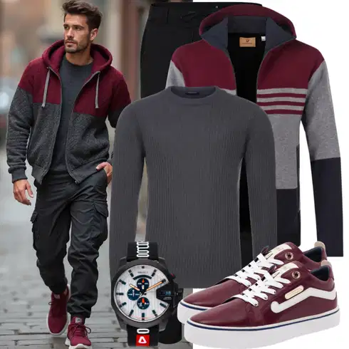 Dunkelrot/Bordeaux/Lila KapuzenPullover/Ausgefallener Hoodie/Sweatjacke/Strick Hoodie/Pullover mit Reißverschluss/Sport Hoodie Aoouekul kombinieren