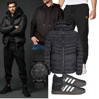 Outfit mit Schwarz/Dunkelgrau KapuzenPullover/Sport Sweatshirt/Hoodie/Ausgefallener Hoodie/Sport Hoodie/Unisex Hoodie/KapuzenPullover torland "Freizeit Outfit"