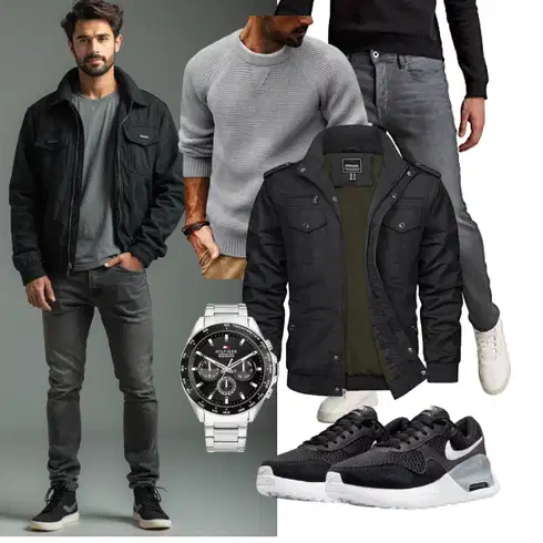 Schwarz/Dunkelgrün/Khaki/Dunkelgrau Uniformjacke/Jacke mit Seitlichem Reißverschluss/Cargojacke/Winterjacke/Herbstjacke/Militärjacke/Bomberjacke TACVASEN kombinieren